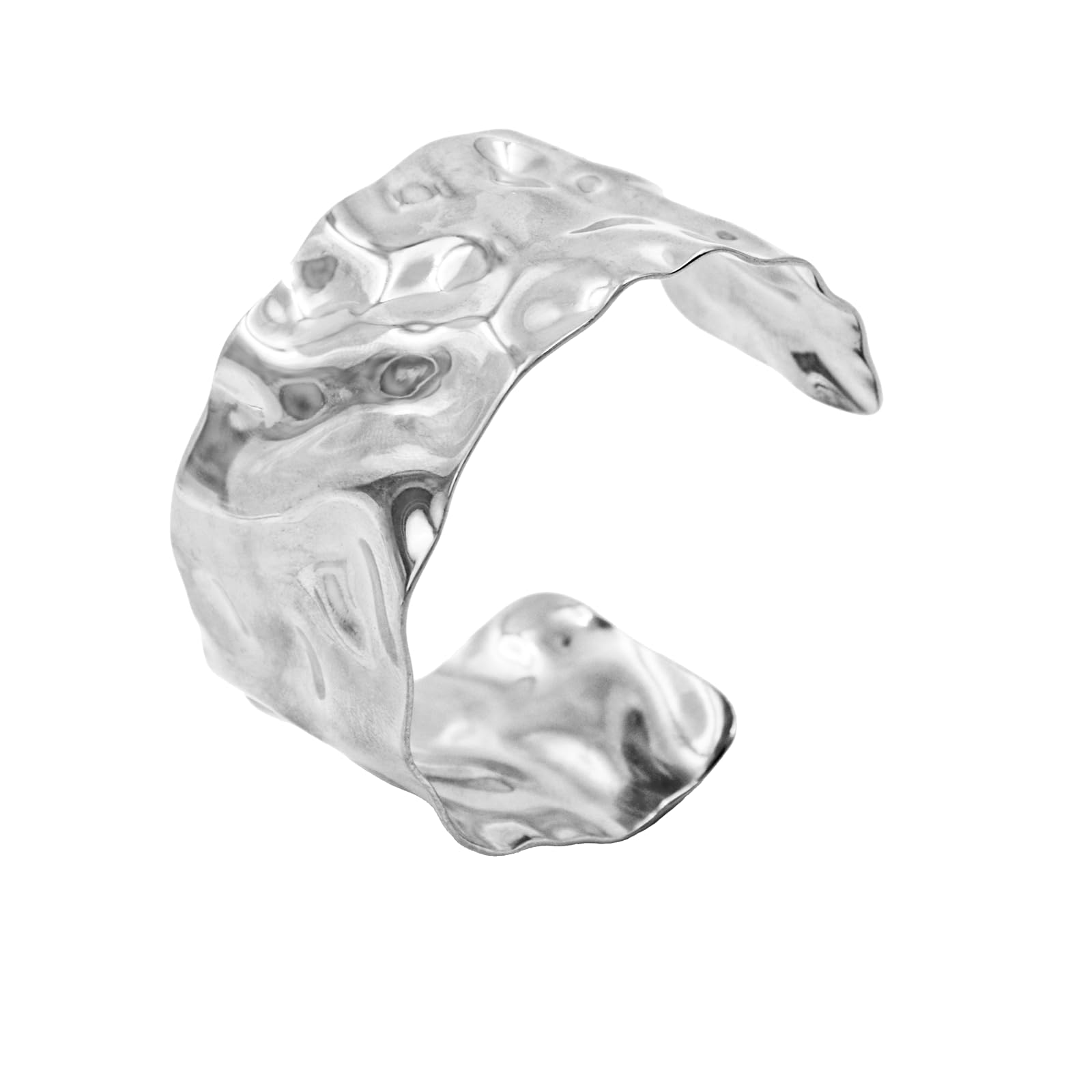 AolKee Pulsera de plata para mujer, diseño de línea gruesa, brazalete de plata para mujer, talla única, Acero de titanio, No es una piedra preciosa