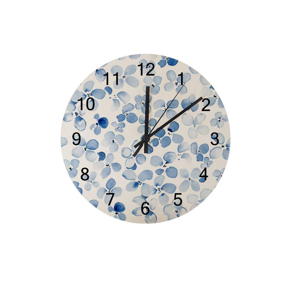 Horloge de salon en bois aux fleurs bleues pour une ambiance zen dans votre chambre