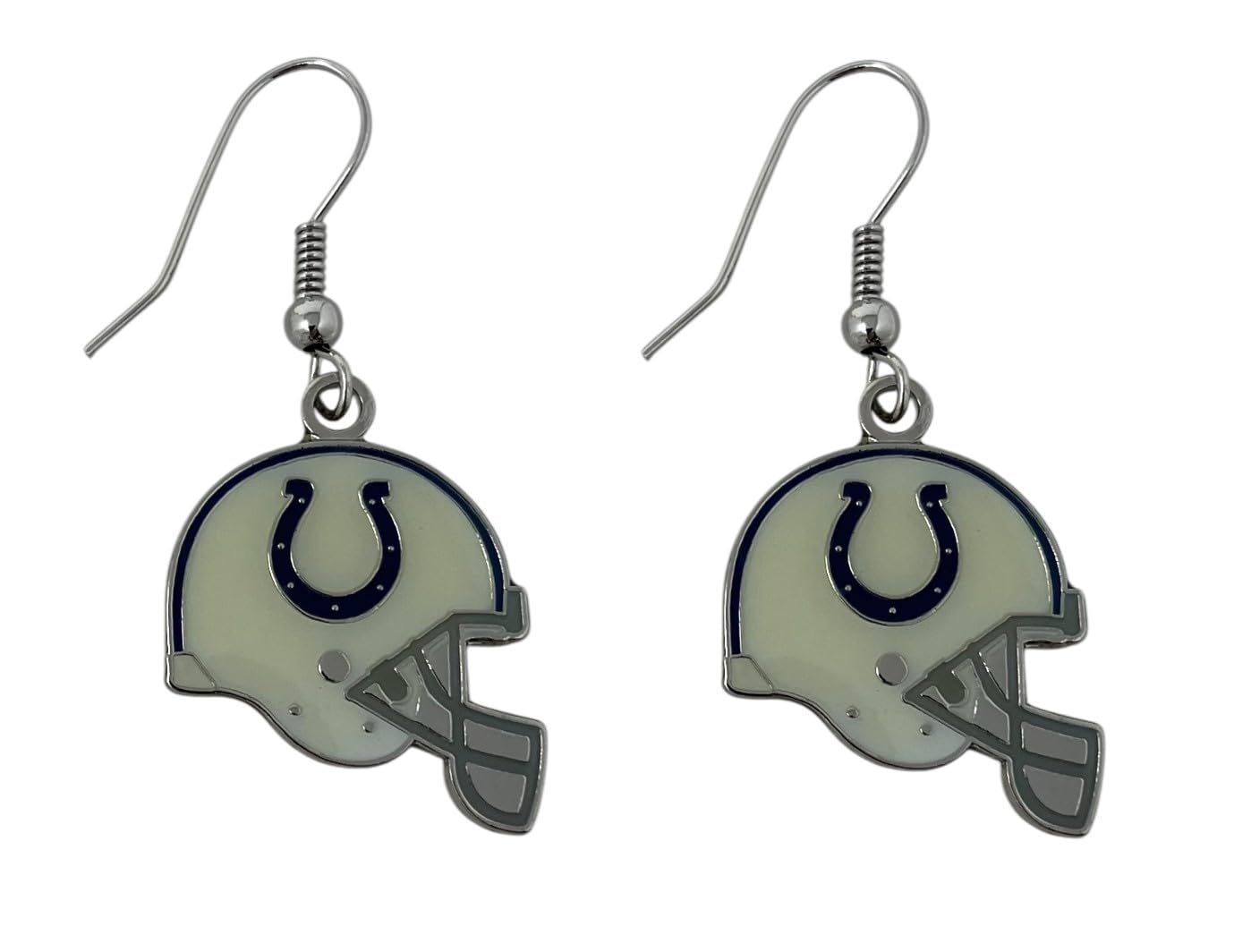 Pro Specialties Group NFL J Hook Dangle Earrings, Small, Team Colors (Indianapolis Colts Helmet J Hook)