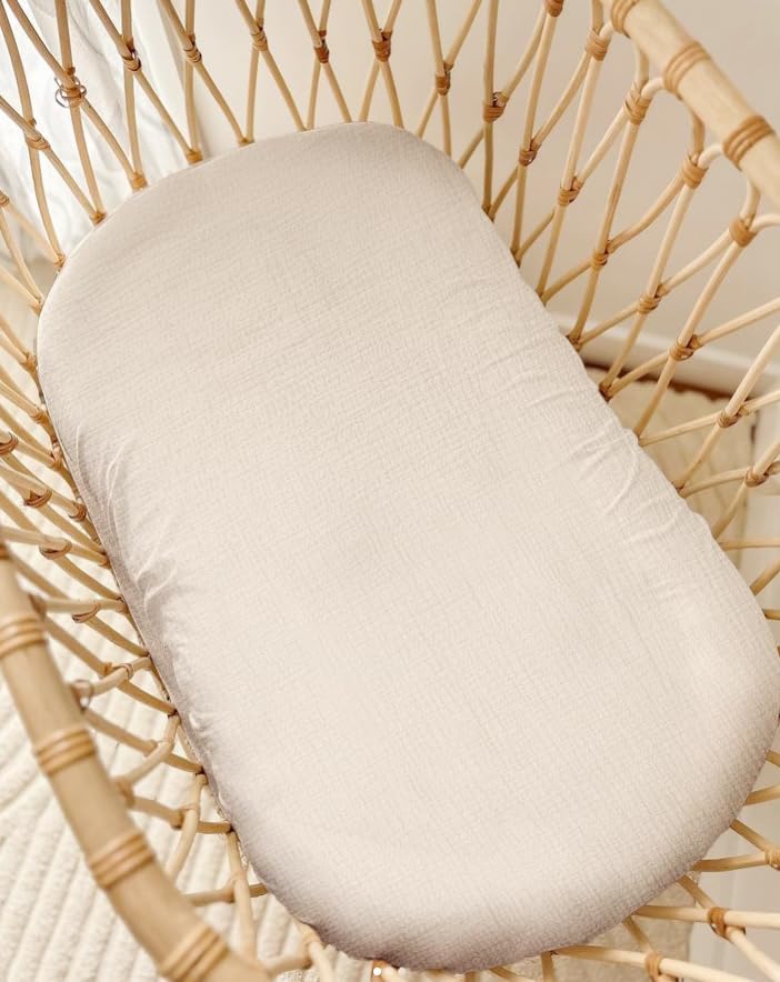 Image of Muslin Baby Lounger Cover 2 Pack, Soft Breathable Newborn Lounger Pillow Cover for Boys Girls Infant (Beige & Sage)