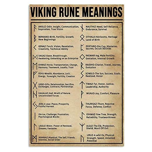 Viking runa betydelse affisch kunskap väggdekor konstverk gåva för älskare tennskylt café bar hem väggkonst dekoration retro metall plåtskylt 30 x 40 cm