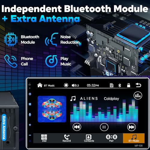 PLZ 10.1" Wireless Single Din Car Radio Stereo with Apple Carplay Android Auto Touch Screen, Car Play Audio Receivers Headunit, Bluetooth 5.3, Backup Camera, 240W, 2 Subwoofers, Navigation, FM/AM, SWC - Image 5