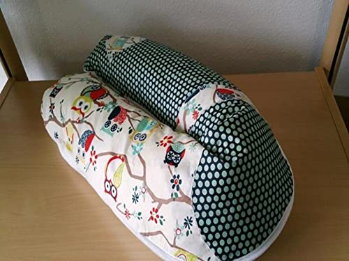 Atelier MiaMia - Cuscino per allattamento o per chi dorme sul fianco, motivo: gufi, 13 - 160 cm, colore: Blu scuro