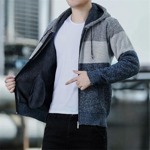 Men's Knitted O-Neck Patchwork Zipper Cardigan Casual Long Sleeve Sweaters3