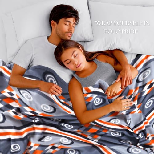 Image of VAS COLLECTIONS 300 TC All Season Solid /Plain /Printed Lightweight Polar Fleece Double Bed Blanket (230 x 230 cm, Grey, Black & Orange)