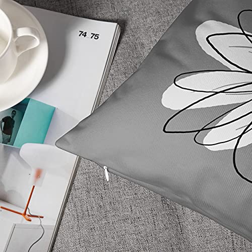 Emvency Set Of 4 Throw Pillow Covers Gray And Yellow Modern Daisy With Pretty White Floral Hand Couch Sofa Decorative Pillow Cases Cushion Home Decor Square 20X20 Inches Pillowcases #TOP6