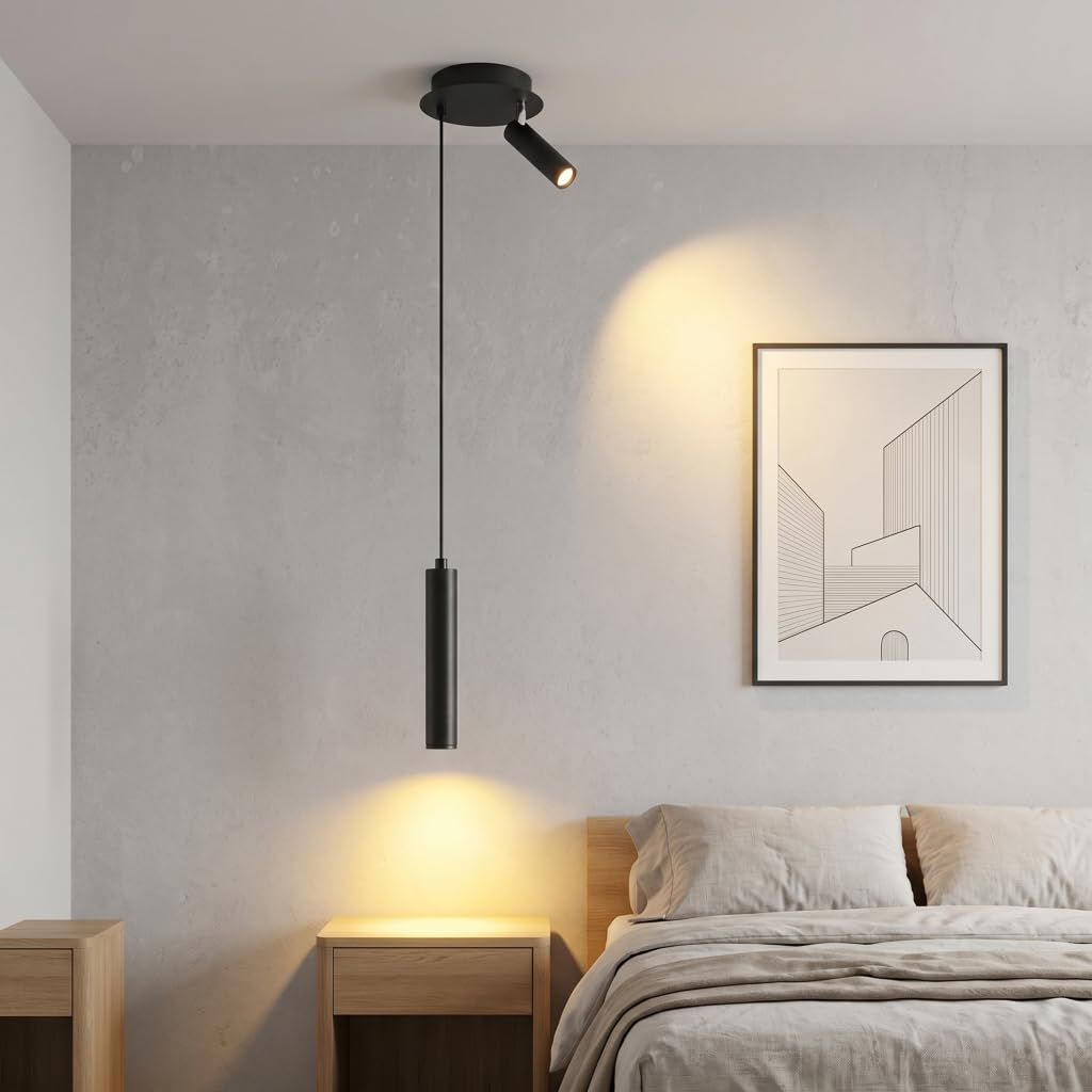 Lampa wisząca LED Nowoczesna lampa wisząca 2 źródła światła obrotowy reflektor 360° kreatywny żyrandol ciepłe światło do salonu, sypialni, jadalni