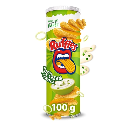 Ruffles Tubo Tira Onda Salgadinho de Batata Sour Cream e Cebola 100g