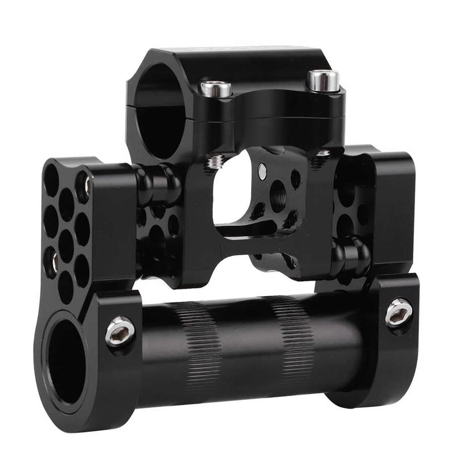 Attacco Manubrio MTB Lega di Alluminio ad Alluminio ad Alta Resistenza in Bicicletta CNC 25. Doppio Gambo della Bici Pieghevole Regolabile da 4 mm Attacco Manubrio