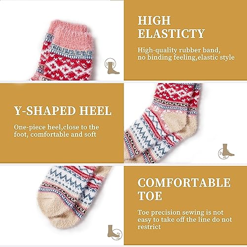 Image of SISOSOCK 5 Pairs Fuzzy Soft Cozy Comfortable Socks for Women, Casual Sleep Comfy Socks, Perfect Warm Winter Gifts for Women