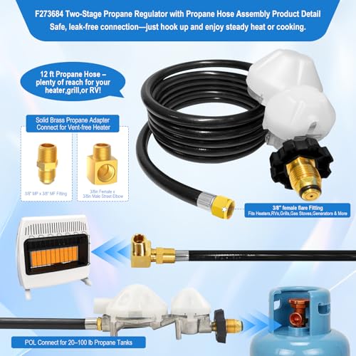 Durable 12FT Propane Hose with Regulator