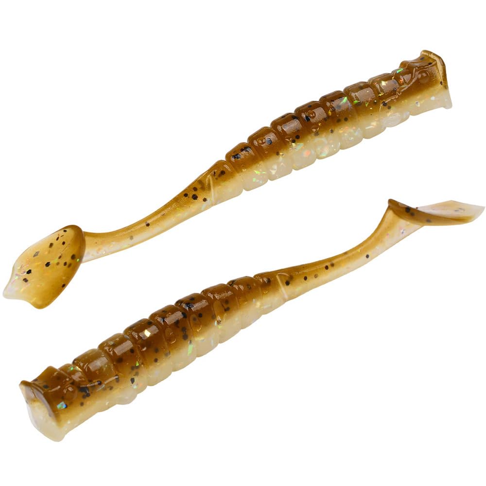 FOLANDO Micro T‑Tail Soft Lure 1.2g 38pcs with Built‑in Reflective Sequins for Trout Perch Fishing