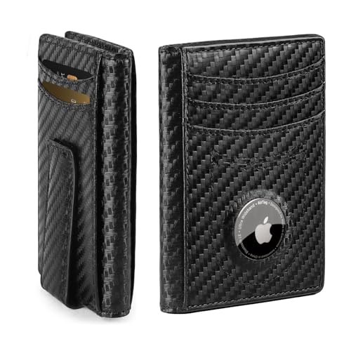 ALLIVE Airtag wallet for men Mens Wallet with Money Clip RFID Blocking Slim Billfold Men AirTag Wallet,9 Card Slots, Minimalist men wallet with Gift Box Carbon Black