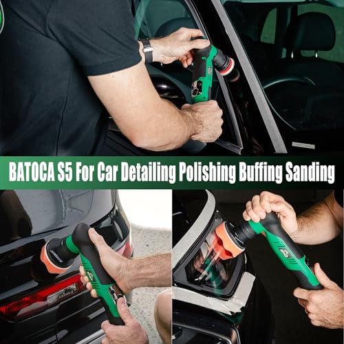 Image of BATOCA S5 Cordless Mini Car Polisher Buffer Machine Dual Action & Rotary Mini Polishing Machine 1x 12V 2A Battery with 1inch 3inch Polishing Pads Kit for Car Motorcycle Deatiling Polish Buffing Clean