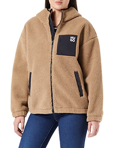 HUGO Women's Dettie Jersey-Jacket-Flat, Medium Beige267, XL