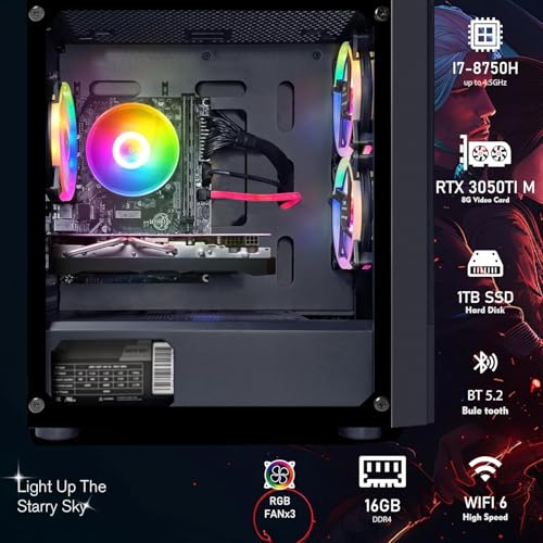 Image of STGAubron Gaming Desktop PC, GeForce RTX 3050 Ti M 8G, Intel Core I7 8th up to 4.10G, 16G DDR4, 1T SSD, WiFi 6, BT 5.2, RGB Fan x4, Windows 11 Home