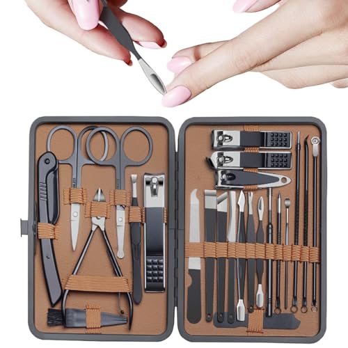 Yuemeuy Kit de Manicura | 24 en 1 con Herramientas de Acero Inoxidable | Kit Completo Para El Cuidado De Uñas De Manos Y Pies - Para Mayores y Cuidado de Uñas Higiene Personal en el Hogar