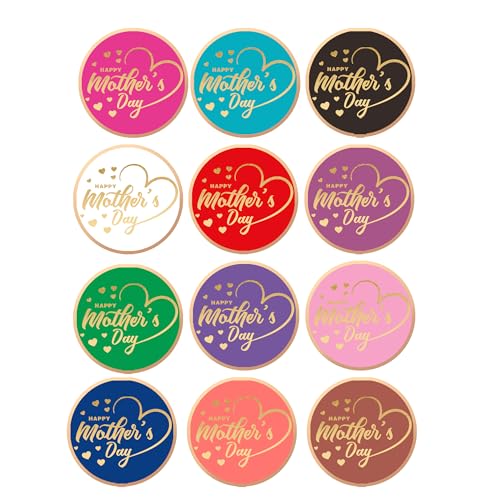 Happy Mother's Day Sticker 2 Inch Self-Adhesive Gift Wrapping Tag Labels Stickers for Bouquet,Gift Box and Envelope Seals,12 Colors,360 Pcs(Durable)