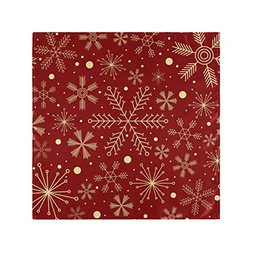 Christmas Snowflakes On Dark Red Cloth Napkins Polyester Dinner Napkins Set of 6 Napkins Great for Dining Special Occasions or Dinner Parties