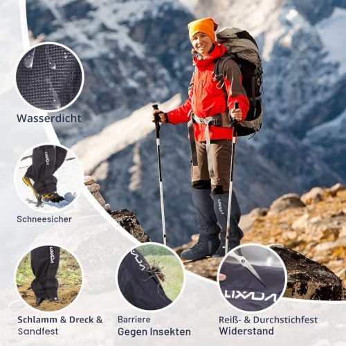 Foto von Lixada Wandergamaschen, wasserdicht, Outdoor, Gamaschen für Mountainbike, Klettern, Wandern, Outdoor-Aktivitäten, Schutz gegen Schnee, Regen, Schlamm, Wind