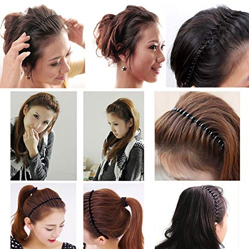 5 قطع من تيمو ربطة شعر مموجة زنبركية معدنية، طوق للشعر عصري بسيط من اكسسوارات اغطية الراس للرجال والنساء - اسود