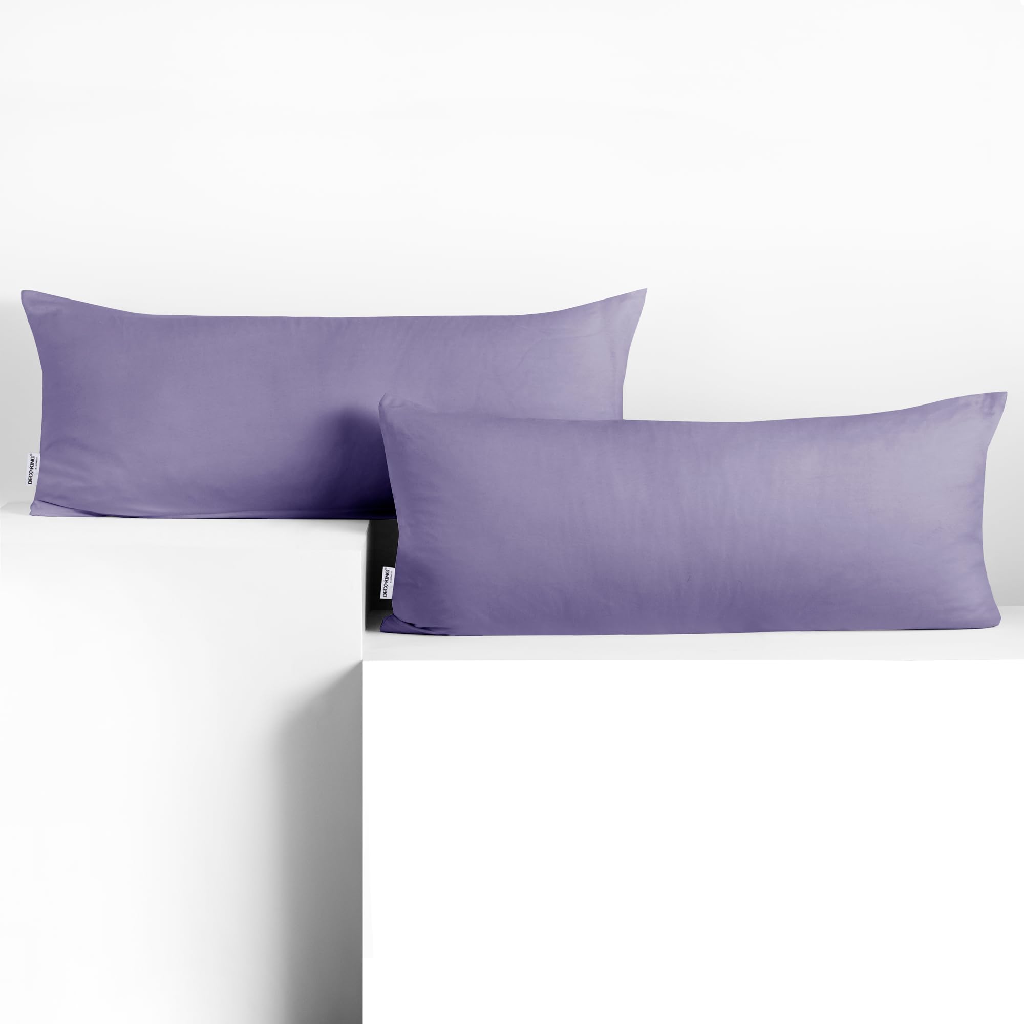 DecoKing 2 Pillowcases 40 x 120 cm Jersey 100% Combed Cotton Zip Lavender Amber