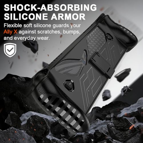 Image of ZORBES Compatible with ASUS ROG Xbox Ally X, Anti-Scratch Silicone Skin Case for Ally X Handheld Gaming PC, Anti-Slip Grips, Back Kickstand Design, Shock-Absorbing Soft Shell Protective Skin Case