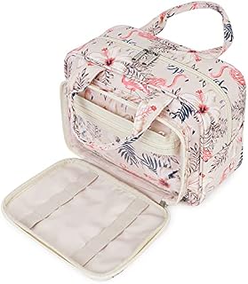 Duża kosmetyczka podróżna, organizer na kosmetyki, dla kobiet i mężczyzn, Beige Flamingo