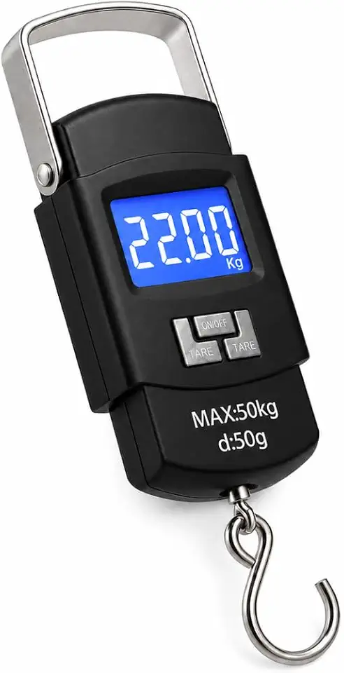Balança Digital Portátil Premium de Mão até 50kg com Alta Precisão, Visor LCD, Alça Reforçada e Função Tara – Ideal para Mala, Bagagem, Viagens, Aeroporto, Pesca, Sacolas e Uso Doméstico