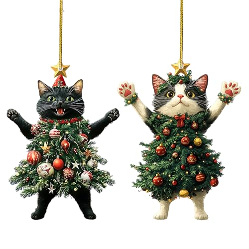 Mihauuke Katzen Weihnachts Ornament,Katzenschmuck Weihnachtsdeko - 2...