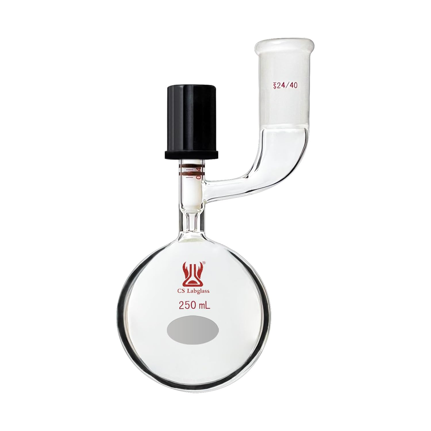 250ml Glass Schlenk Flask with 24/40 Joint and 0-4mm High Vacuum Valve, Borosilicate Glass Reaction Storage Flask, Lab Glassware, 250ml