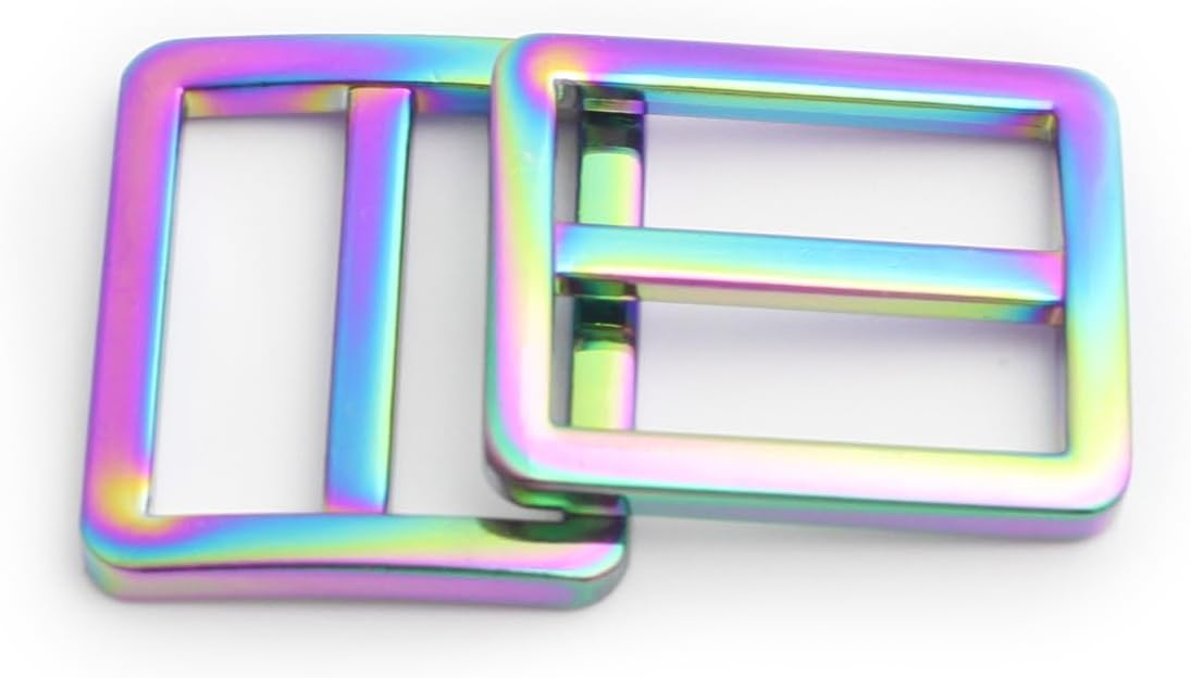 Metal Rainbow Swivel Snaps Hooks with rainbow d rings and Tri-Glides rainbow purse hardware Slide Buckles