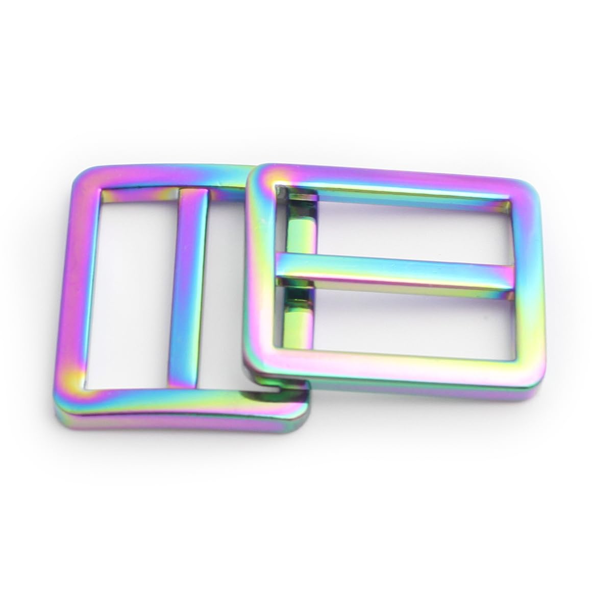 FUYEJIA Metal Rainbow Swivel Snaps Hooks with rainbow d rings and Tri-Glides rainbow purse hardware Slide Buckles