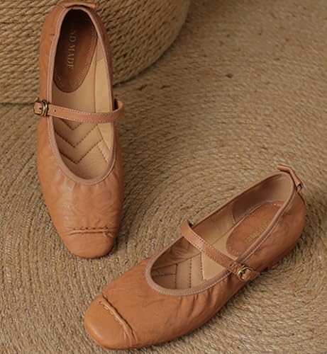 Women's Mary Jane Flats Dressy Comfortable Round Toe Ballet Flats Shoes with Buckle Strap Slip on Dress Shoes for Office Casual3
