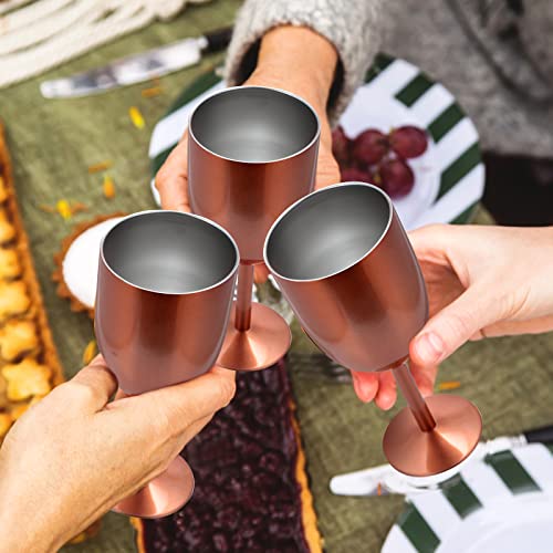 8 Pcs Stemmed Stainless Steel Wine Glasses With Lid 12Oz Double Wall Insulated Wine Tumbler Portable Stemmed Wine Tumbler Unbreakable Travel Goblet For Picnics Outdoor Activities, Rose Gold #TOP5