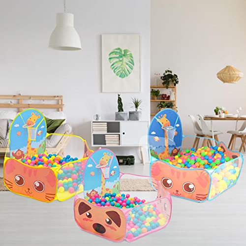 Image of BabyGo Kids Activity Basketball Giraffe Ball Pool for Kids, Play Tent House for 3+ Year Old Girls and Boys, Ball Pit for Kid, Spacious, Lightweight, Portable & Easy to Set Up (Blue) (No Balls)