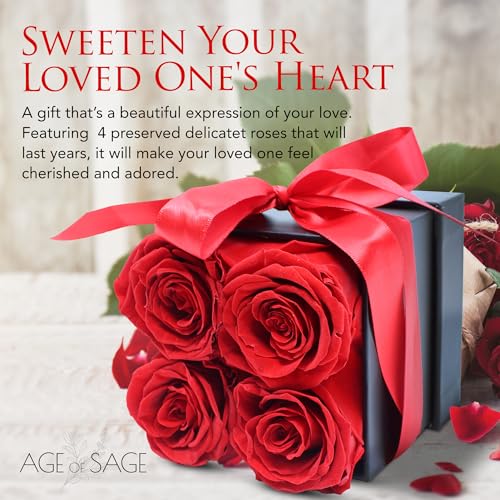 Preserved Flowers in a Box - Forever Roses Girlfriend Gift Ideas, for Sister, Mom, for Wife, Bride Gift, Anniversary, Valentines Gift for Her, 4 Infinity Roses in a Box2