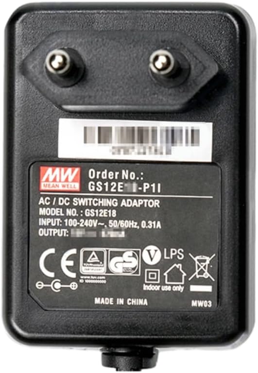 Mean Well GS Series 12W 15V 0.8A Power Supply Adapter, GS12E15-P1J EU Gauge Industrial Switching Power Supply Driver Converter Transformer