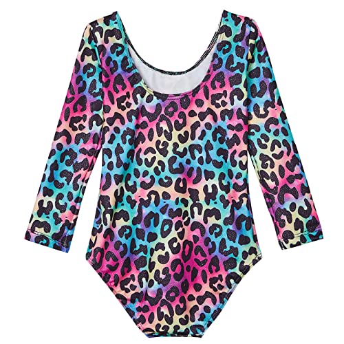 Image of Domusgo Toddler Leotard Gymnastics Long Sleeve, Sparkly Tumbling Dance Leotards for Baby Girls Kids Teens 2-14 Years