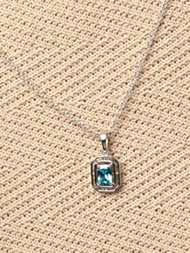 Image of Clara 925 Silver Blue Solitaire Men Pendant Necklace Gift for Men & Boys | Available With or Without Chain | Platinum Plated | Swiss Zirconia