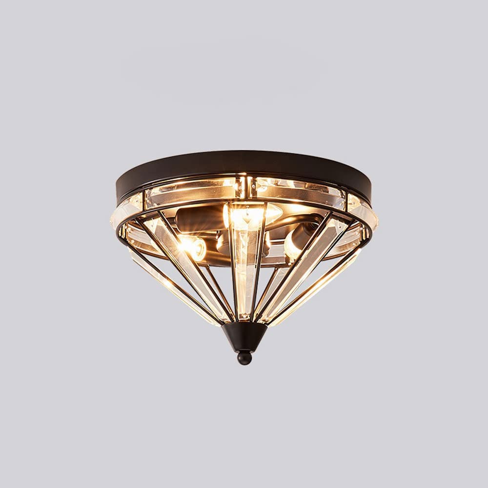 Plafonnier moderne cristal E14 noir luminaire couloir et entrée