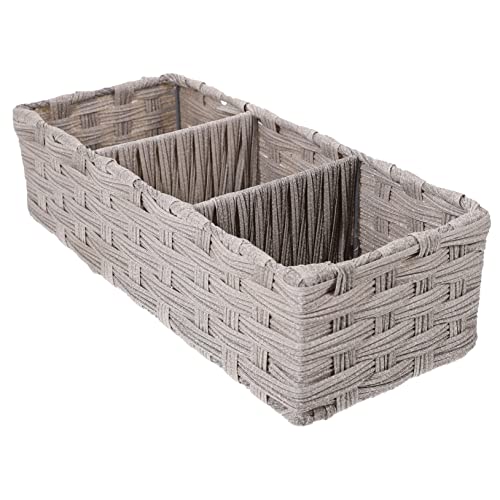 Panier de rangement en jonc de mer pour éliminer le désordre avec 3 compartiments