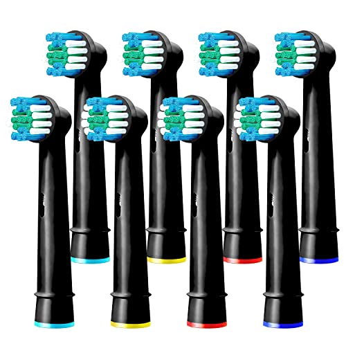 Image of Yanaboo Replacement Brush Heads Compatible with Oral B Electric Toothbrushes, for Vitality Pro Smart Genius Series, Precision Clean and Plaque Removal (8c Black)