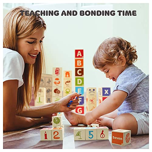 Kippto Wooden Alphabet And Numbers Blocks For Toddlers – 36 Large Bright-Colored Pieces. Includes Free Ar App For Interactive Play. Educational Toy For Preschool Kids. Kids Safe Non-Toxic Material #TOP3