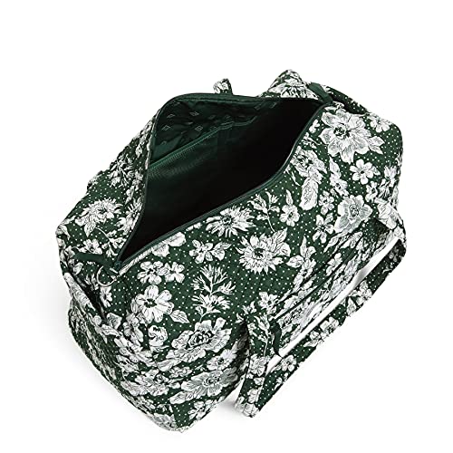 Vera Bradley Women's Cotton Collegiate Large Travel Duffle Bag (Multiple Teams Available), Michigan State University Dark Green/White Rain Garden - Recycled Cotton, One Size2