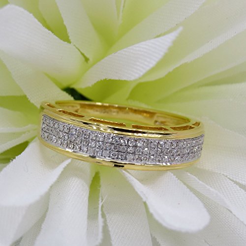 Dazzlingrock Collection 0.25 Carat (ctw) Round White Diamond Men's Hip Hop Anniversary Wedding Band 1/4 CT, 10K Gold, White Diamond, Yellow Gold, white-gold - Image 8