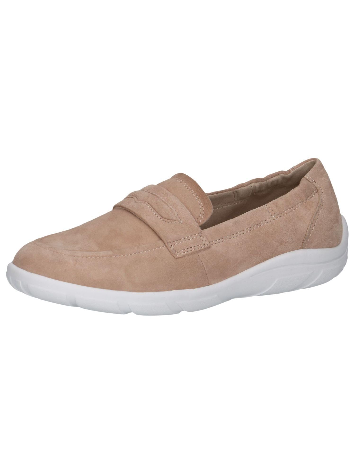 CAPRICE women's leather loafers comfortable, Beige (Cream Suede), 6 UK