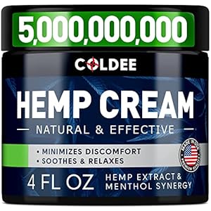 Coldee Hemp Cream – Made in USA – 100% Natural – Soothes Discomfort in Knee, Joint, and Back – Max Strength and…