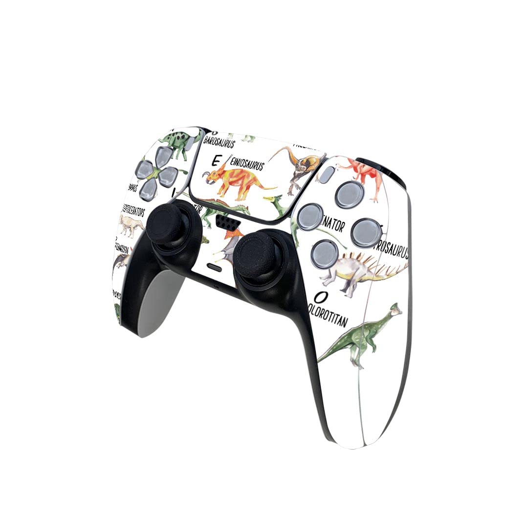 PS5 コントローラ 用 スキンシール プレイステーション5 用 デザイン ステッカー 全面セット 保護 フィルム デコ 恐竜 dinosaur alphabet アルファベット 恐竜 019805