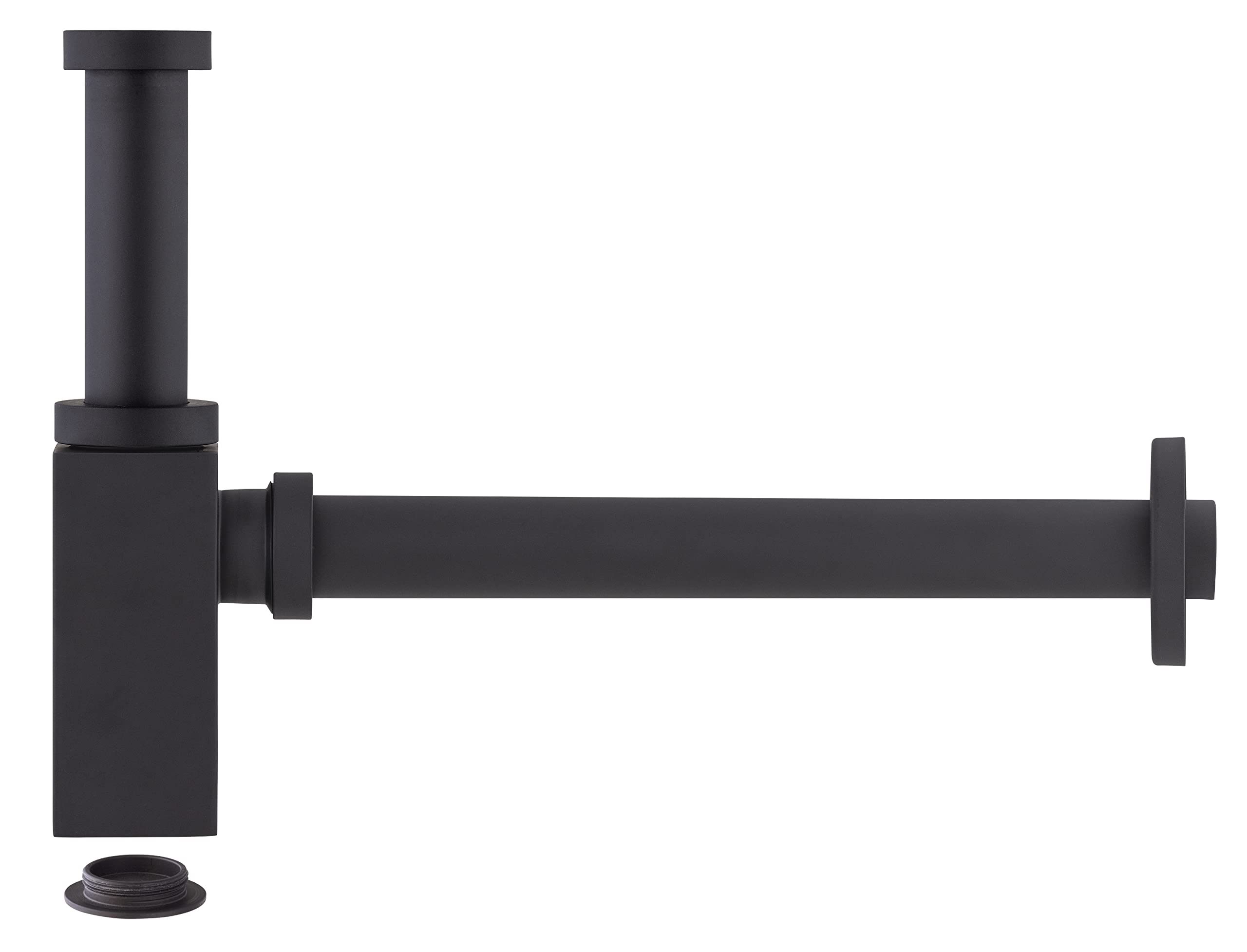 Sifón Cuadrado de Lavabo Visible de Latón Negro | Diseño Moderno y Sofisticado | Acabado Resistente a la Corrosión | Ideal para Baños Elegantes | NOYON & THIEBAULT